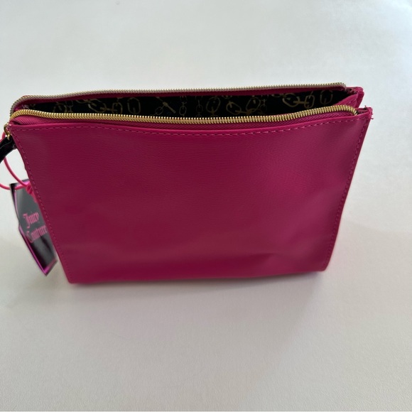 Juicy Couture Clutch Pink Gold Accent PVC Cosmetic Makeup Bag Double Zip Pockets - Picture 5 of 10